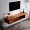 Floating TV Cabinet,Floating tv Unit with 3 Storage Shelves Wall-mounted TV Unit comes with holes for the Cable Management suit for Living Room Bedroom Office(wooden color,135 * 35 * 23cm)