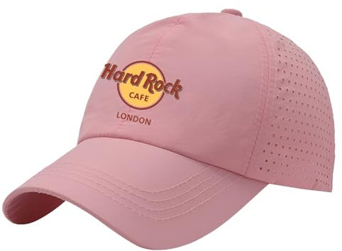 BRINSE Baseball Caps Für Herren Ha-rd Ro-ck Ca-fe,Verstellbare Cap Sonnenhute,Erwachsenen Mütze Für Alle Jahreszeiten, Sportlicher(Pink Red)