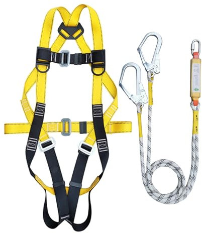 Gazocua Absturzsicherung Sicherheitsgurt Safetytec Fallschutz Komplettset, Ganzkörper-Sicherheitsgurt Zur Absturzsicherung, 5-Punkt-Dachgurt, Baugurt Für Die Arbeit