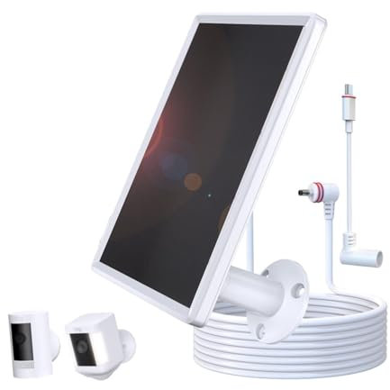 6W -Kamera Solarpanel, Solarpanel für die Wiederaufladbare Batteriekamera Im Freien, Kompatibel mit für Stick Up Cam Spotlight Cam Plus, IP66 Water Proof, 360 ° Mount, 9,8 Fuß