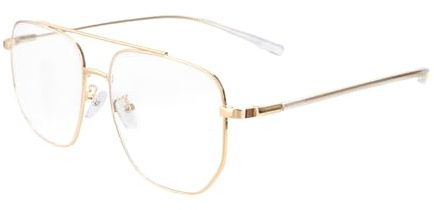 hoyuwak Clear Aviator Glasses Old Man Classic Metal Frame Costume Glasses Non Prescription Square Eyewear for Women Men
