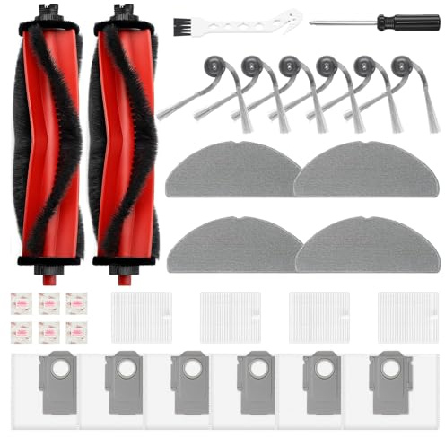 Pure Realm 30 Stück Q7 M5 Zubehör für Roborock Q7 L5+ Staubsauger | 2 Hauptbürsten 6 Staubbeutel 4 Filter 4 Wischtücher 6 Seitenbürsten 6 Flach-Duftstein 1 Reinigungsgeräte, Ersatzteile