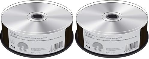 MediaRange BD-R 25GB 6-fache Schreibgeschwindigkeit, Silber, Unbedruckt/Blank, voll Metallisiert, 25er Cakebox (Packung mit 2)