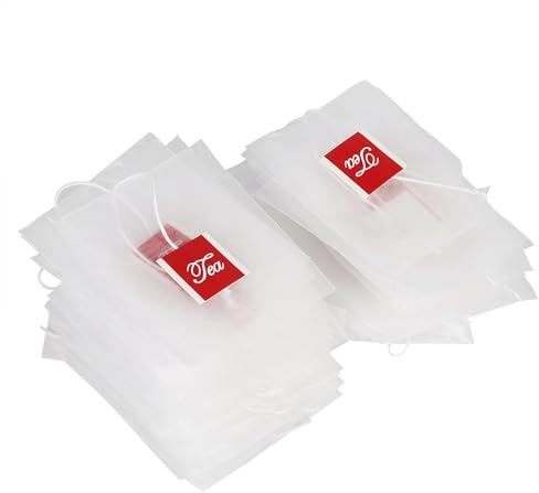 HEEPDD Bustine per Infusore per il tè, Filtro in Nylon Riutilizzabile con Coulisse per tè Sfuso, Perfetto per Cucinare, 100 Pezzi di caffè e