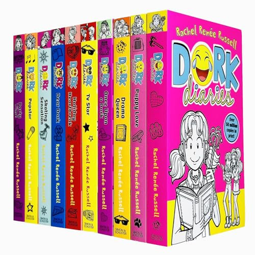 Dork Diaries Series 10 Books Collection Set By Rachel Renee Russell (Dork Diaries,Puppy Love,Drama Queen,Once Upon a Dork,TV Star,Holiday Heartbreak,Dear Dork,Skating Sensation,Pop Star, Party Time)