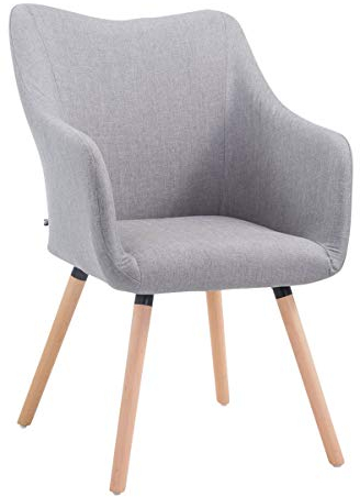 CLP Retrostuhl MCCOY V2 mit hochwertiger Polsterung und Stoffbezug I Esszimmerstuhl mit Armlehne I Polsterstuhl mit Holzgestell, Farbe:grau, Gestell Farbe:Natur