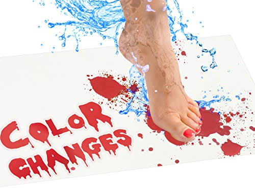 Blutige Badematte – Farbwechsel-Vinylfolie verwandelt blutrot bei Nässe – rot/weiß Farbwechsel – kleine Größe