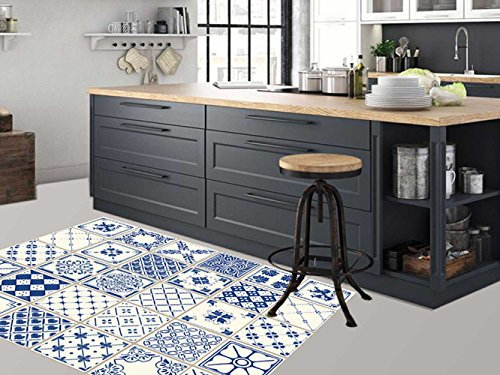 Teppich Fliesen Blau Mehrfarbig PVC | verschiedene Maßnahmen | Teppichboden PVC | Boden vinilico | Zuhause 95 x 165 cm