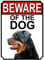 SHAWPRINT BEWARE OF THE DOG METAL GATE SIGN ROTTWEILER 200MM X 150MM (1148H1)
