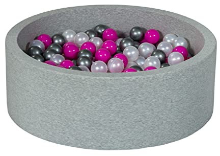 Velinda Piscine a balles pour Enfant, Aire de Jeu + 300 balles (Couleurs des balles: Perle, Rose, Argent)