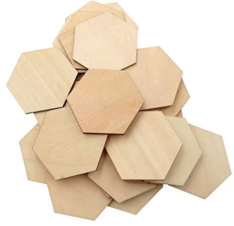 Holzscheiben Sechseck für DIY Handwerk Deko Geschenkanhänger 50 Stücke 40mm