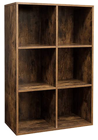 VASAGLE Bookcase, Bookshelf, Storage Shelf with 6 Compartments, Standing Shelf, Cube Shelf, for Living Room, Home Office, Dinning Room, Rustic Brown LBC203BX