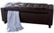 BAKAJI Sitzbank mit Stauraum für Schlafzimmer, Sitzbank mit Holzrahmen, Bezug aus Kunstleder, gepolsterter Sitz, Maße: 110 x 40 x 40 cm (Braun)