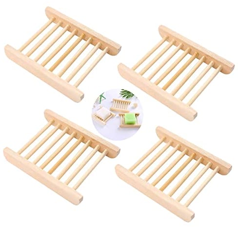 DXIA Ceramic Soap Dish Holder, Self Draining, For Shower Bathroom & Kitchen, 4 pcs