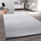 VIMODA Fellteppich Kunstfell Teppich Imitat in L.Grey Dicht Flauschig Seidiger Glanz, Maße:Ø 120 cm Rund