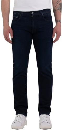 Replay men's Grover straight-fit jeans with stretch, blue (Dark Blue 007), 30W / 32L