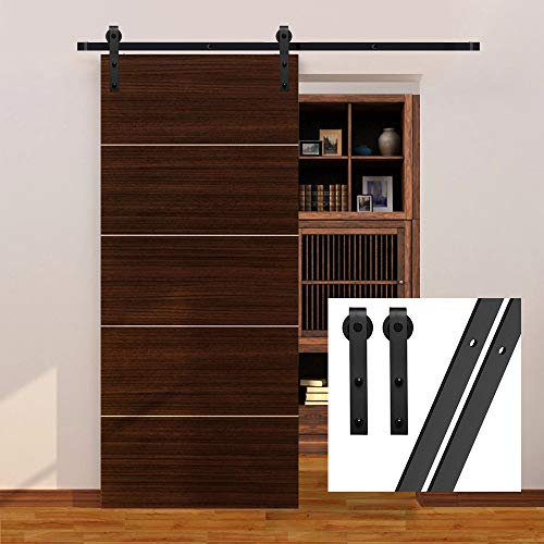GIFSIN 20FT/610cm Sliding Barn Door Hardware Kit - Single Door, J-Shaped Hanger