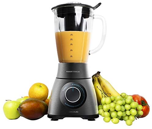 Cecotec Standmixer Power Black Titanium 2500MAX PerfectMix. 2500 W maximale Leistung, Messer mit schwarzer Titanbeschichtung, 1,8L, Smoothie-Filter, Edelstahl-Finish