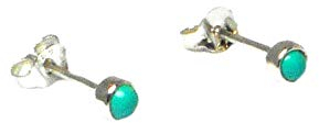 Kleine blaue tibetische türkisfarbene Ohrstecker aus Sterlingsilber, rund, 925-3 mm