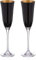 DIAMANTE Oro Black Champagne Flutes - 'Oro Black' Collection - Pair of Black/Gold Crystal Champagne Flutes