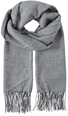 ICHI IHAX VARINA SC Damen Schal Winterschal langer Schal mit Fransen unifarben, Größe:ONE, Farbe:Grey Melange (200421)