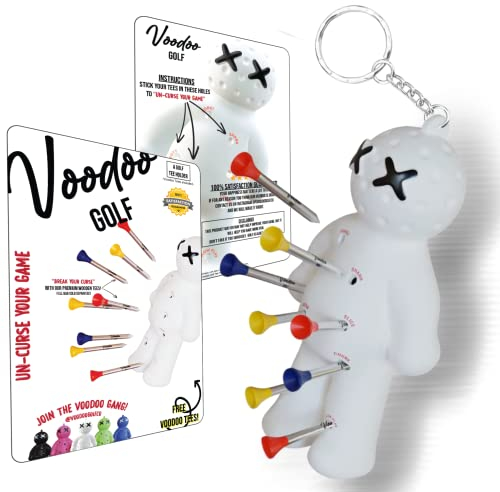 Voodoo Golf Ball-Tee-Halter, Schlüsselanhänger-Zubehör für Tasche, Geschenke für Herren, Passend für 8,9 cm, 6,5 cm, 3,8 cm, Weiß