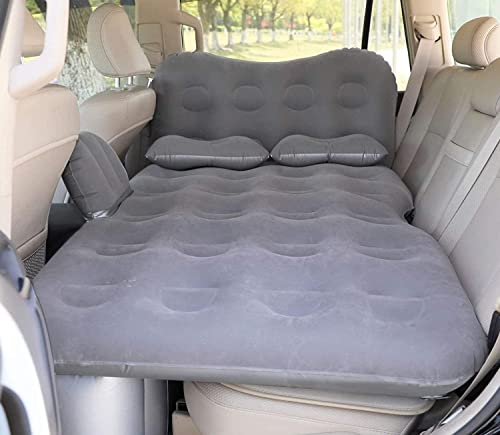 SAYGOGO Aufblasbare Auto Luftmatratze Reisebett - Verdicktes Auto Camping Bett Schlafmatte mit Auto Luftpumpe 2 Kissen für Auto Zelt SUV Limousine Pickup Rücksitz - Braun