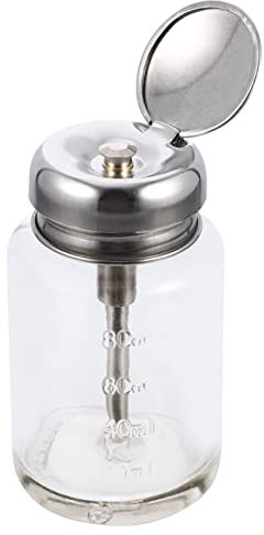 Luxshiny Push Down Pump Dispenser Bottle, Glass Pump Dispenser Glass Nail Polish Remover Bottle for Nail Polish Makeup Remover