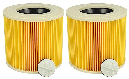 vhbw Filterset 2x Faltenfilter Ersatz für Kärcher KFI 3310 | 9.755-260.0 für Nass- & Trockensauger - Filter, Patronenfilter, Gelb