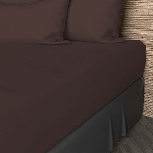 Soleil d'ocre, Drap Housse, Coton 57 Fils, Brun, 180x200 cm