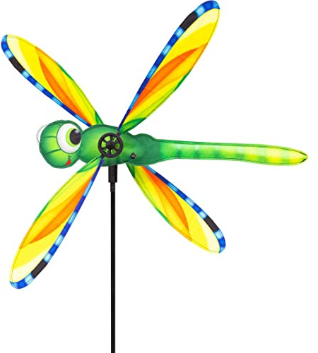 HQ Design Windspiration - Paddle Spinner, UV-beständige und wetterfeste Windspiel Deko für Garten, Terrasse und Balkon - Windrad inkl. Standstab (Dragonfly)