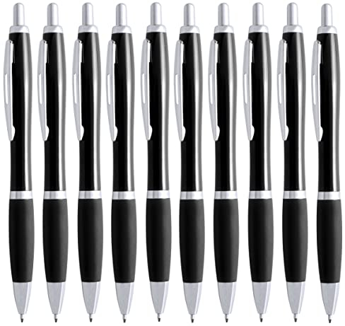 NIPORO 50 Kugelschreiber Schwarz ergonomisch mit Mine in Blau und rutschfester Griffzone (Schwarz)