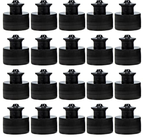 Toddmomy 20Pcs Black 28mm Sports Water Bottle Caps - Push Pull Leakproof Lids for Easy Drinking, Replaceable Bottle Tops for Sports Vases