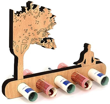 Giftota - Originelle Geburtstag Geldgeschenk Holz - Geschenk für Yoga-Liebhaber, Yoga-Kurs - Yoga Geldgeschenk - Geschenke aus Holz - Geschenke Geldgeschenk für Frauen & Männer