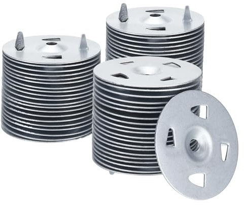 PATIKIL Lot de 150 rondelles d'isolation en métal de 41 mm, rondelles d'isolation en métal pour panneaux de mousse, rondelles perforées en acier galvanisé de 3,5 cm pour fixation de panneaux de mousse