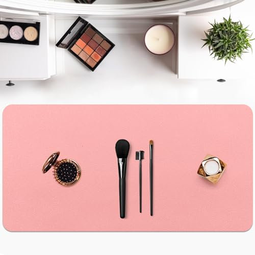 Make-up-Matte für Schminktisch – wasserdicht, öldicht, staubabweisend, weicher und bequemer Schreibtischschutz, ideal für Make-up-Tische und Werkbänke (39,7 x 69,6 cm, Rosa)