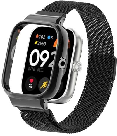 SeNool Cinturino Compatibile con Xiaomi Redmi Watch 4, [Resistente Corrosione] [Impermeabile] Braccialetto Acciaio Inossidabile Magnetico Metallo per Xiaomi Redmi Watch 4 - Nero