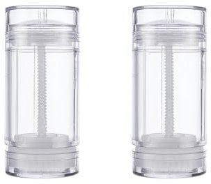 2Pcs 75ml/2.5oz Empty Clear Plastic Deodorant Containers Refillable Round Deodorant Bottles Twist Up Bottom Filling Lip Balm Tubes for DIY Crayon Chapstick