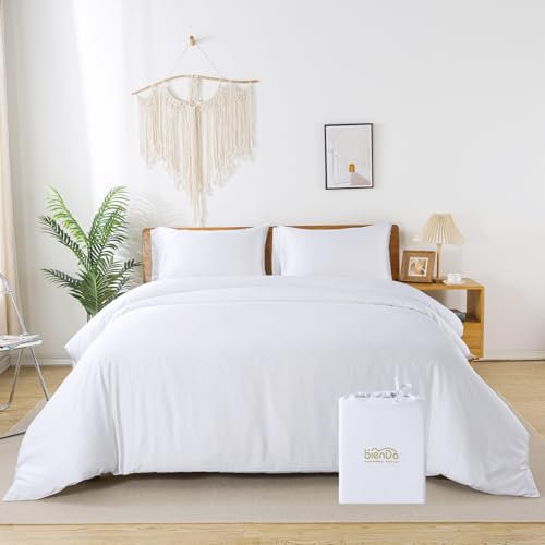 bienDo Bambus Bettwäsche 200x220, Weiß, Seiden Luxus Bettbezug Set für Sommer und Winter, Kühlend und Atmungsaktiv Bed Cover, Weicher als Ägyptische Baumwolle Bettbezug