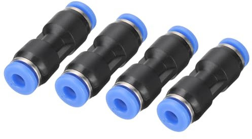 QUARKZMAN Pousser vers Connecteur Raccord, 4mm Tube OD Raccord Rapide Connexion Air Ligne Tuyau Canalisation Raccord Droit Pneumatique Connecteur, Noir 4pcs
