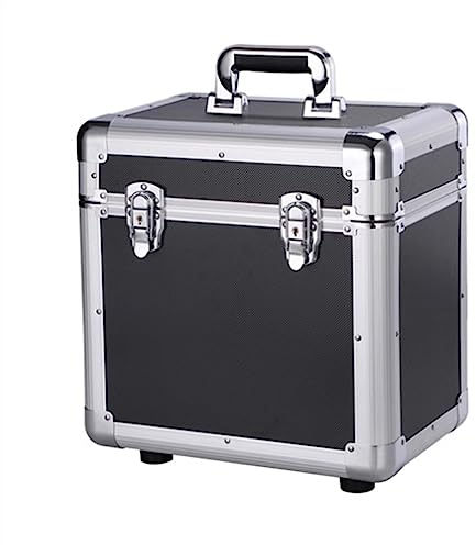 ruyi-1986 Vinyl Record Storage Vinyl Record Storage Box for 10 & 12 Records, Vinyl Record Collect & Organizer with Lock, Sturdy Record Storage Cube with Aluminum Alloy Frame Vinyl Record Holder