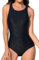 Attraco Damen Sport Einteiliger Badeanzüge Racerback Sport Bademode Bauchweg Sportbadeanzüge für Frauen Surfen Schwimmanzug Schwarz M
