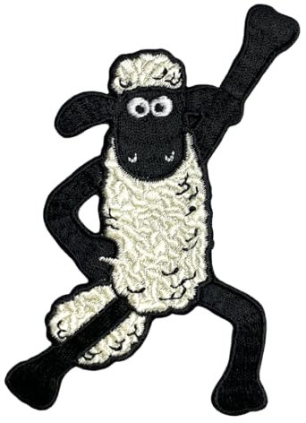 Pawprint Family Shaun Dancing Aufnäher zum Aufnähen, offizielles Lizenzprodukt von Shaun das Schaf - 7 Stück, Rund, Patch, Aufnäher