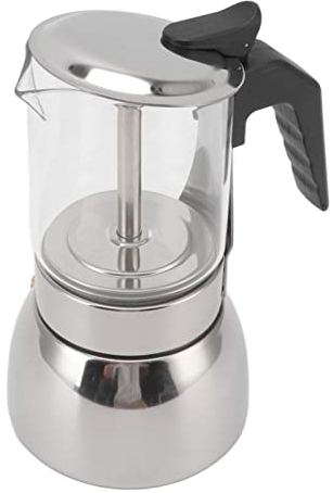 Uadme Moka, caffettiera in vetro, caffettiera in acciaio inox, resistente al calore, 300 ml, portatile, per casa e bar