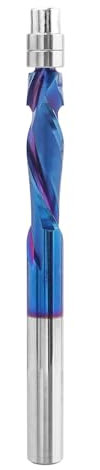 Gasea 1/4 Shank Solid Carbide Bearing Guided Compression Spiral Flush Trim Router Bits, 2 Flutes Nano Blue Coated Up Down Cut Woodworking Milling Cutters End Mill