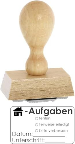 Lehrer-Stempel – Hausaufgaben - von Kaufhaus 2010 aus Holz & Gummi, zum Bestempeln von Schriftstücken aller Art, 5 X 3 cm