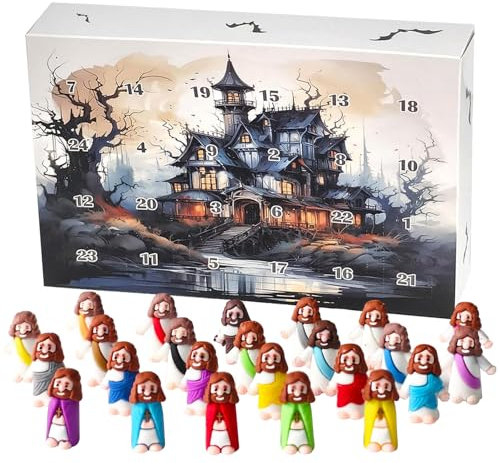 Halloween -Adventskalender 2024 für Kinder Halloween Countdown -Kalender 2024 mit 24 Tagen Kleinstatuen Urlaub Adventskalender Countdown bis Halloween, Countdown -Kalender