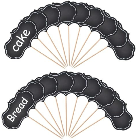 56 Stück Käsemarker, Buffet Schilder Käse Marker Buffet Schilder Fähnchen zum Beschriften, Zahnstocher Flaggen Cupcake-Aufleger für Party Buffet Hochzei Geburtstag, Schwarz