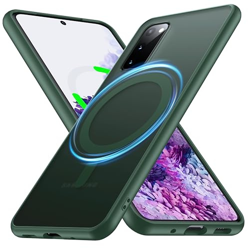 FNDMIL [NO.1 Magnetisch für Samsung Galaxy S20 Hülle mit MagSafe (Nicht für S20 FE) [Translucent Matt][Anti-Fingerabdruck][Militär Stoßfest] Hardcase mit Weich Silikon Handyhülle für S20 Case Grün