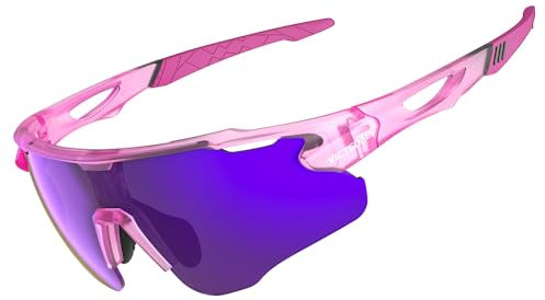 Victgoal Fahrradbrille Herren Damen mit Polarisiert Linse UV400 Schutz Sport Sonnenbrille TR90 Rahmen Ultraleicht MTB Fahrrad Brillen für Radfahren Laufen Fischen (Lila)